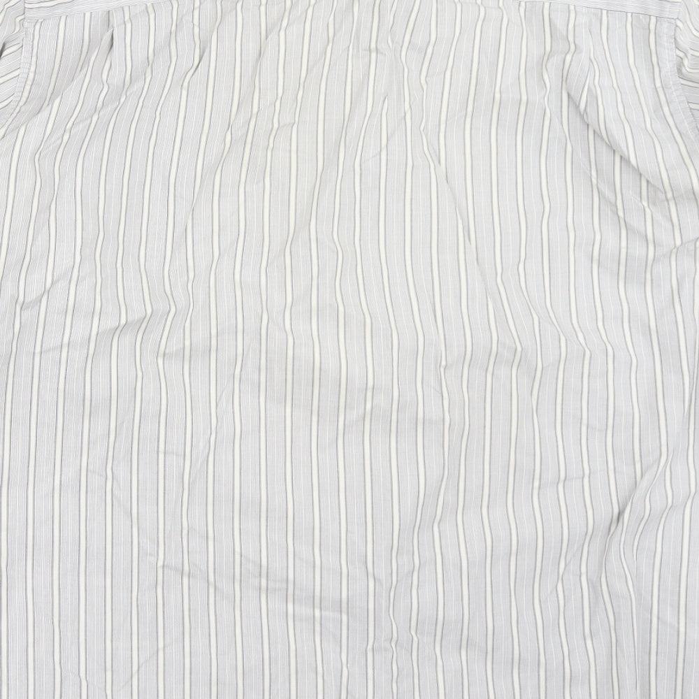 St Michael Mens Grey Striped   Button-Up Size 15.5