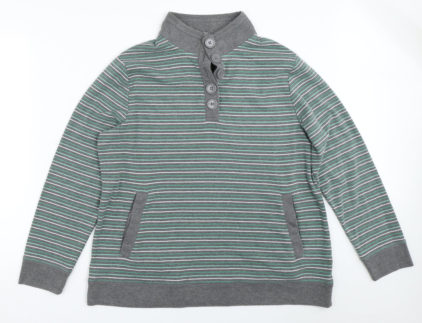 BM Womens Grey Striped  Pullover Sweatshirt Size L