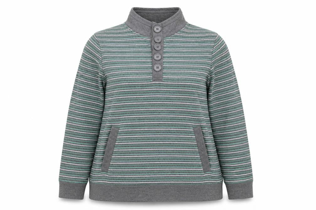 Bonmarché Womens Grey Striped  Pullover Sweatshirt Size L