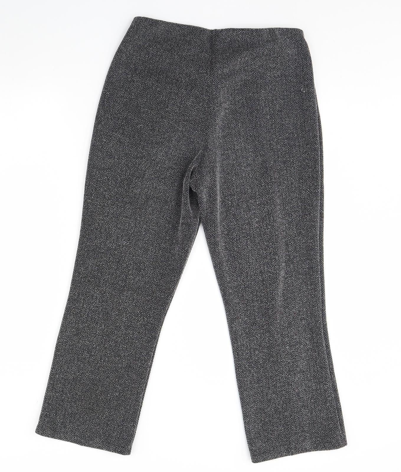 Straight Leg Womens Grey Herringbone  Trousers  Size 12 L28 in