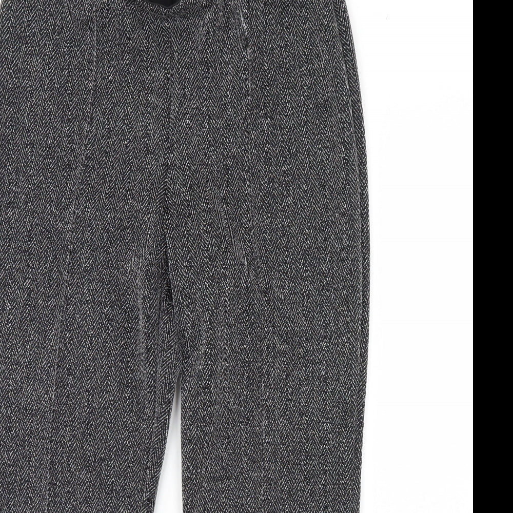 Straight Leg Womens Grey Herringbone  Trousers  Size 12 L28 in