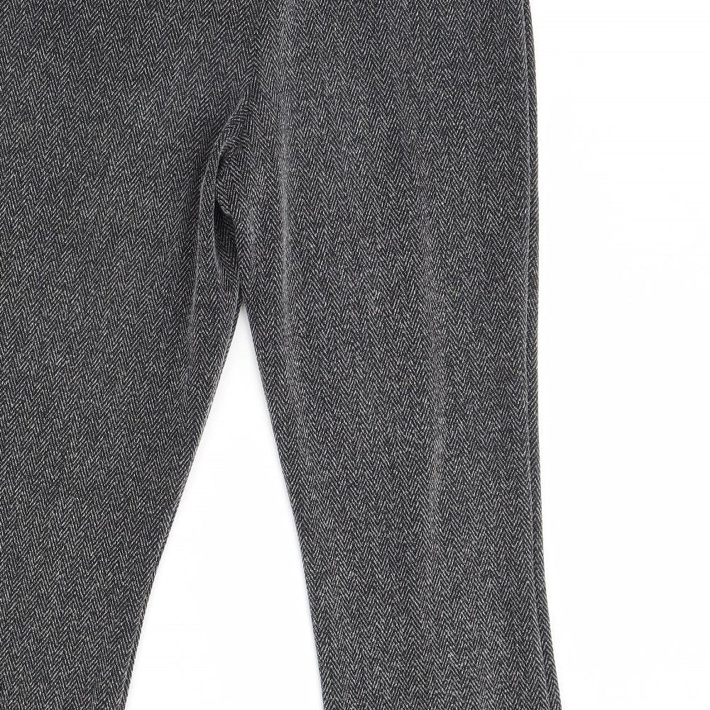 Straight Leg Womens Grey Herringbone  Trousers  Size 12 L28 in