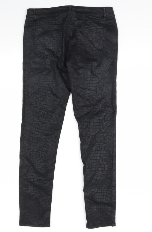 Sapphire Womens Black Animal Print  Trousers  Size 32 in L29 in