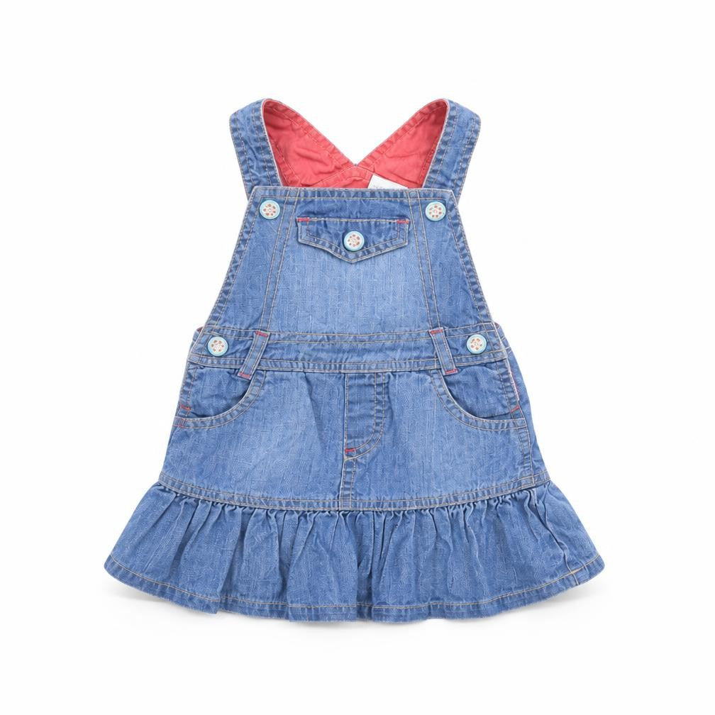 Mini Club Girls Blue  Denim Pinafore/Dungaree Dress  Size 3-6 Months