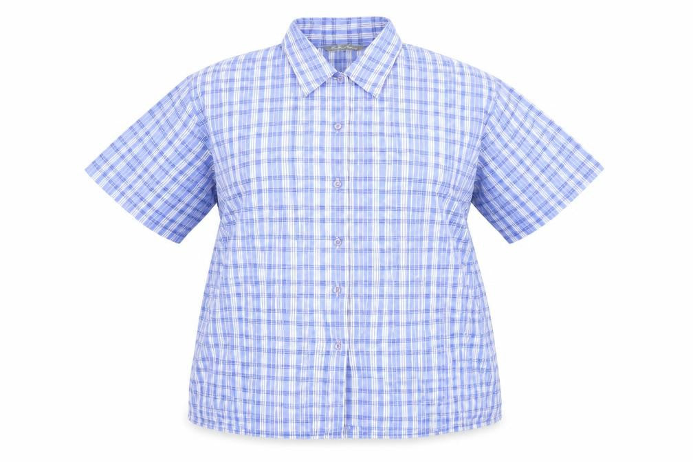 the pearl collection Womens Blue Check  Basic Button-Up Size 16