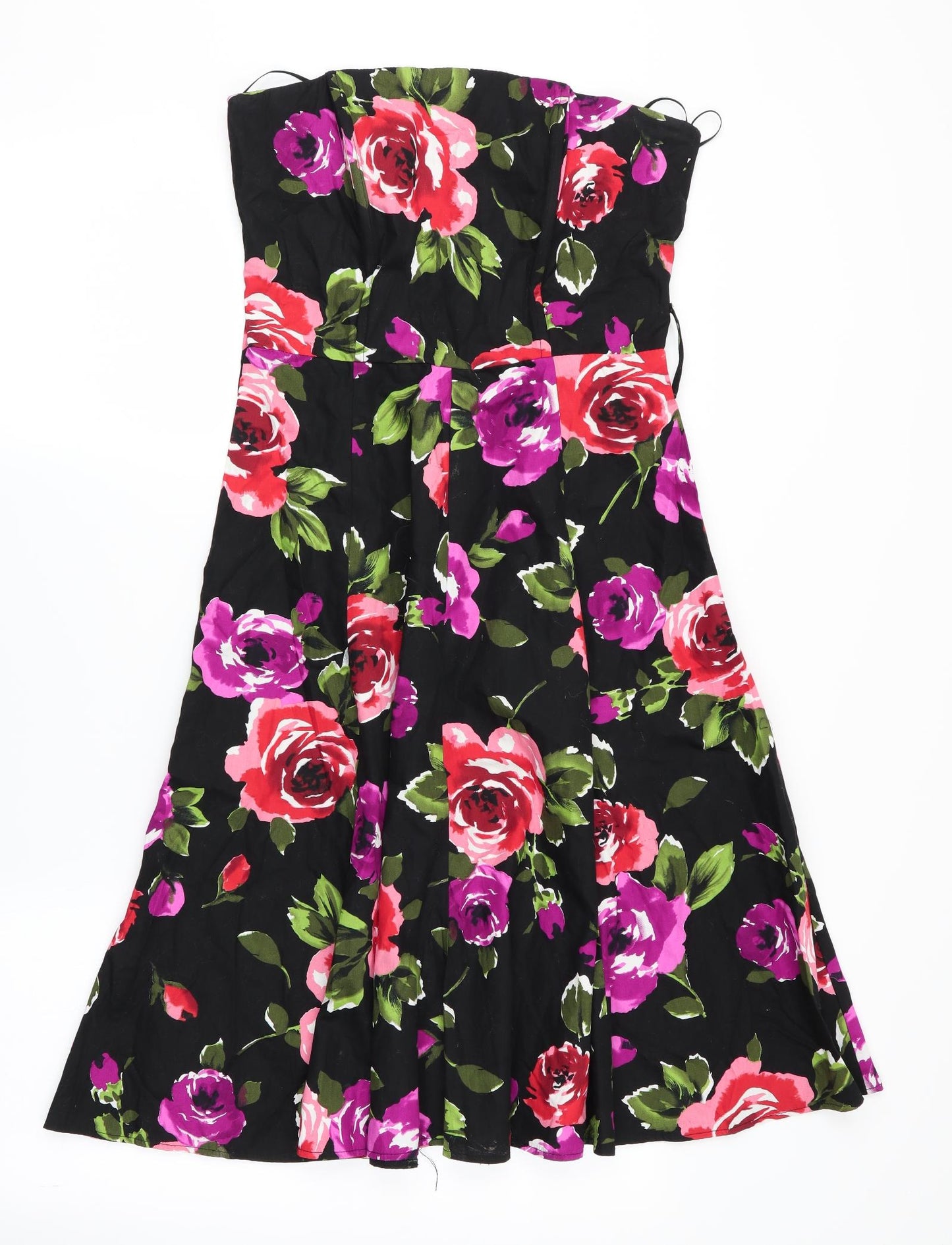 New Look Womens Black Floral  Fit & Flare  Size 10