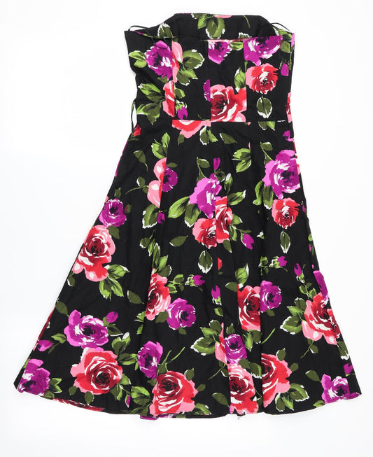 New Look Womens Black Floral  Fit & Flare  Size 10