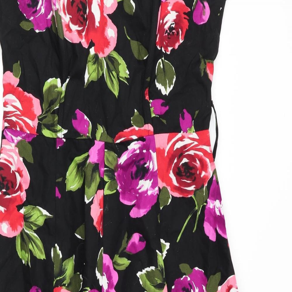 New Look Womens Black Floral  Fit & Flare  Size 10