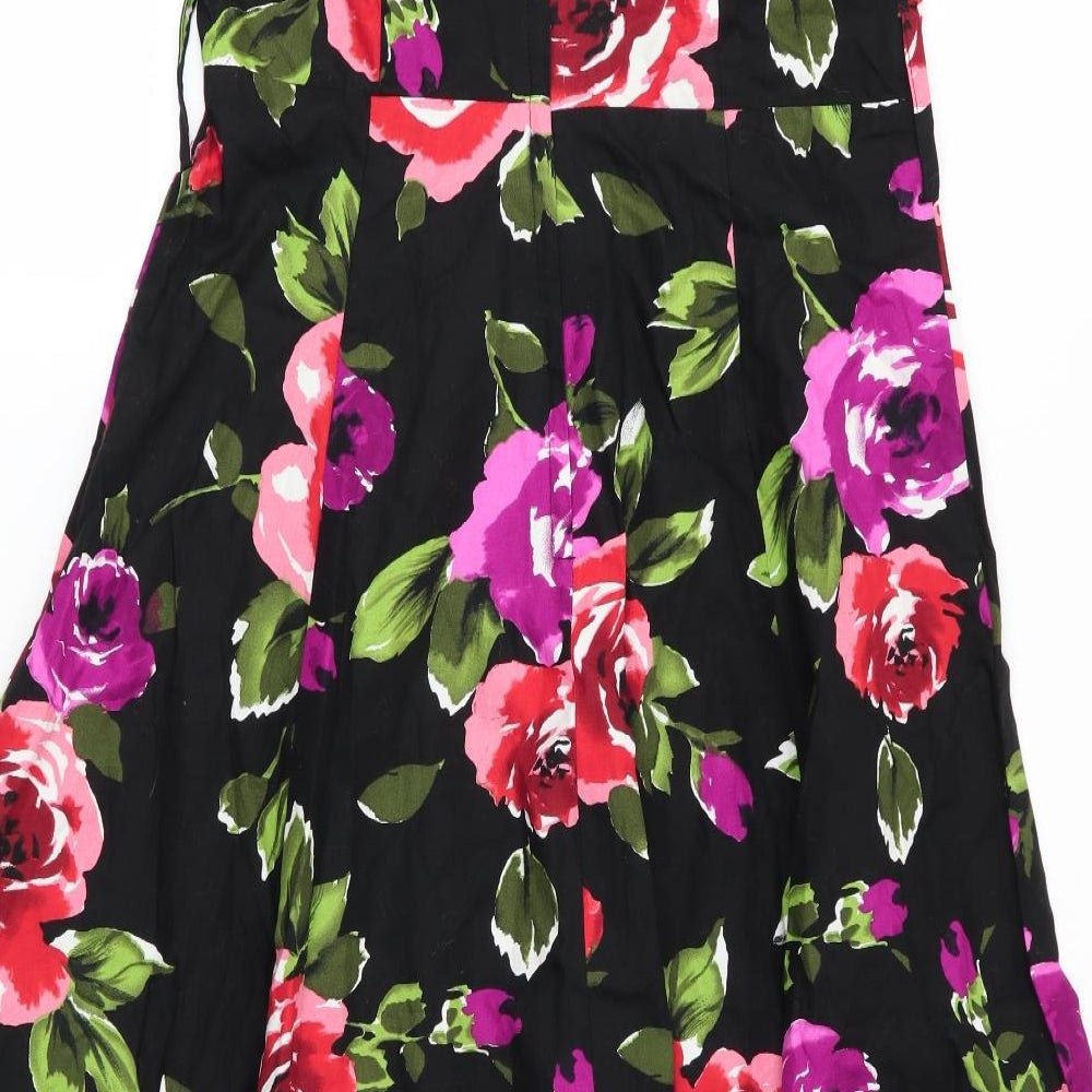New Look Womens Black Floral  Fit & Flare  Size 10