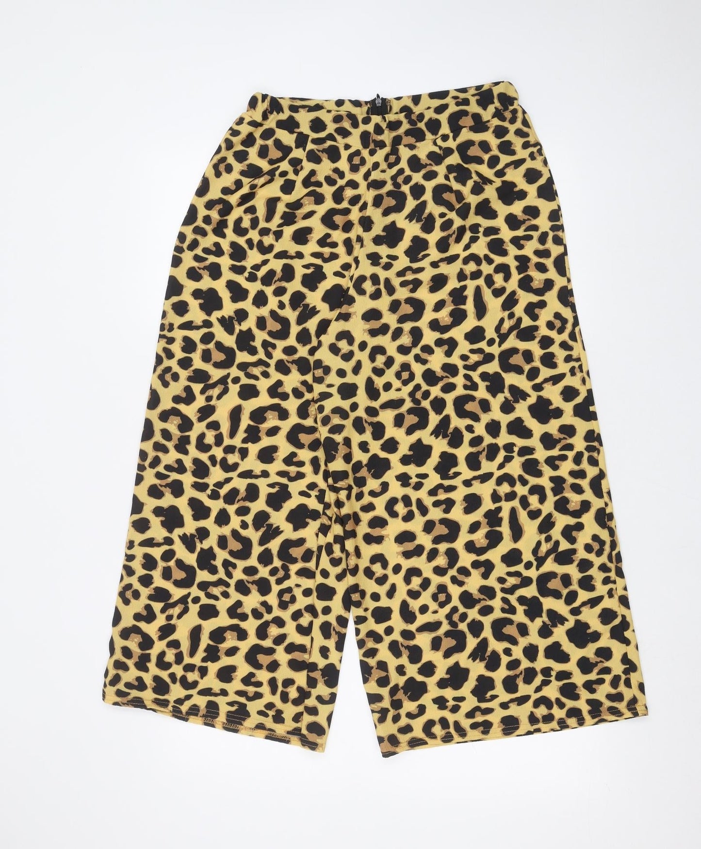 Boohoo Womens Yellow Animal Print  Trousers  Size 14 L21 in