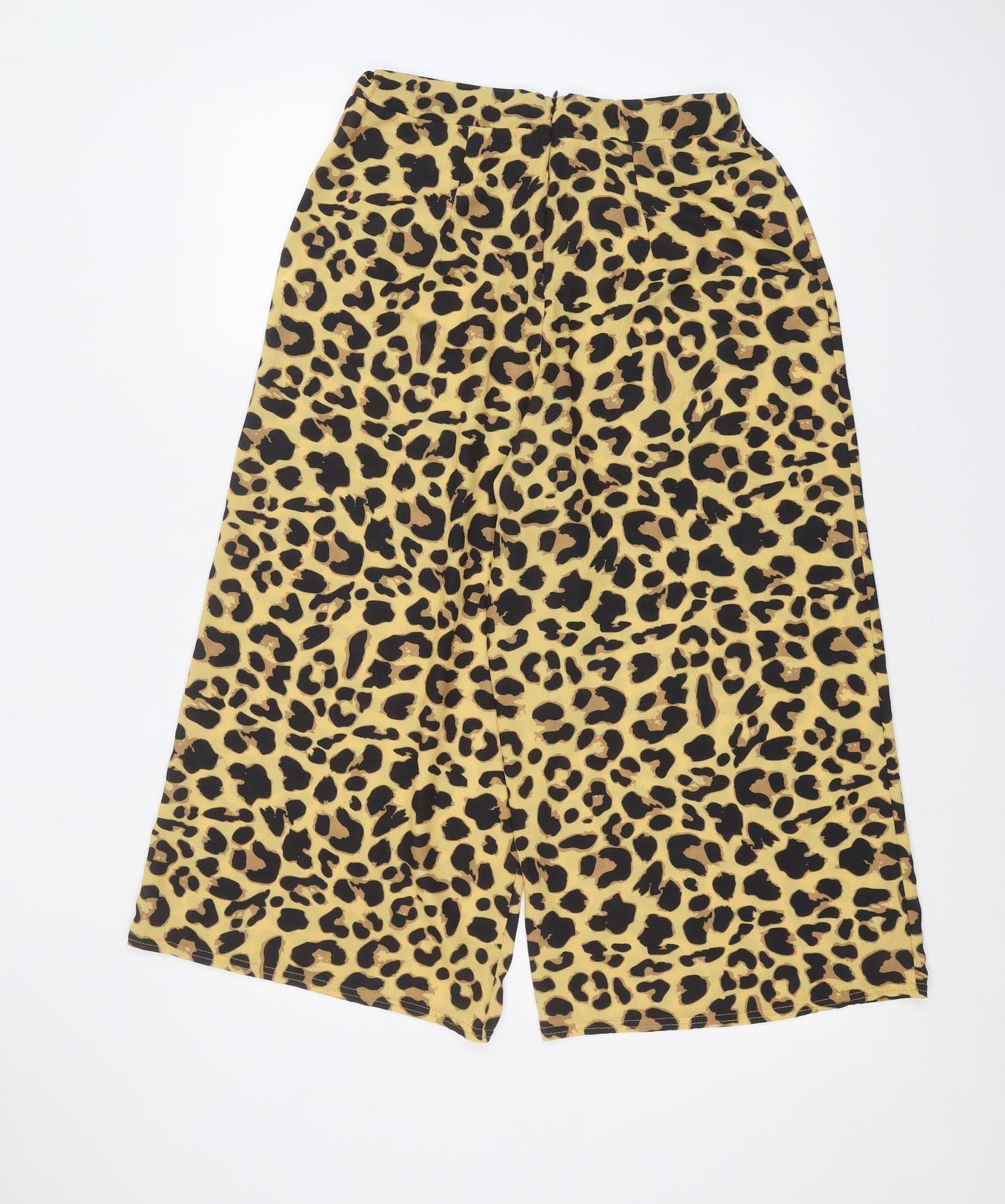 Boohoo Womens Yellow Animal Print  Trousers  Size 14 L21 in