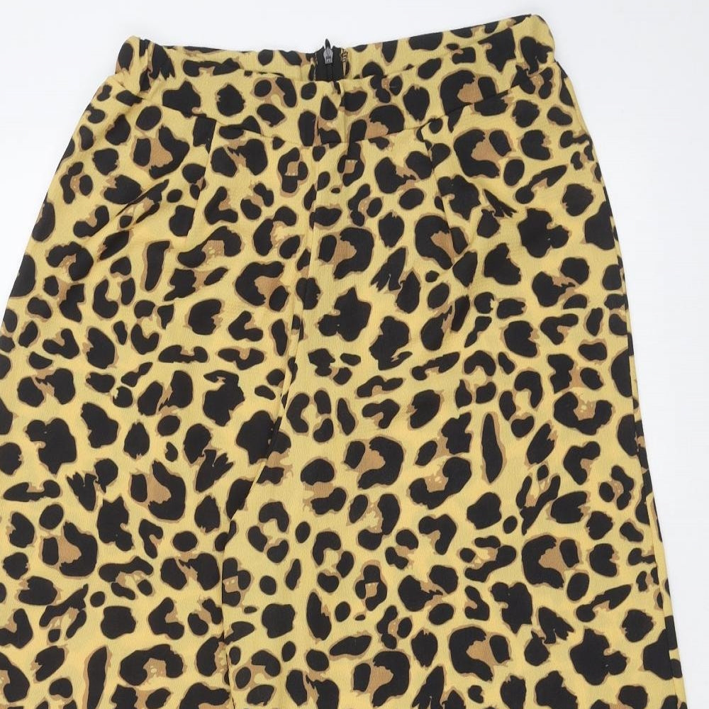 Boohoo Womens Yellow Animal Print  Trousers  Size 14 L21 in