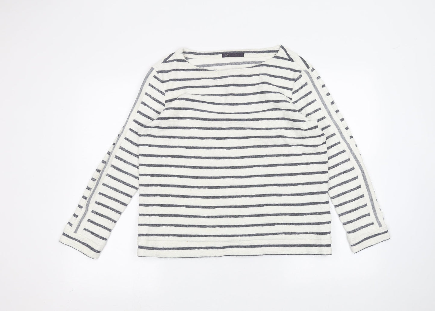 Marks and Spencer Womens White Striped  Pullover Jumper Size 12