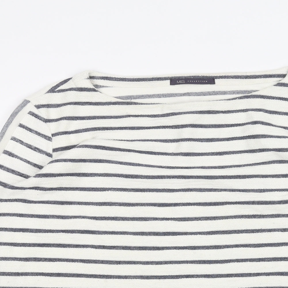 Marks and Spencer Womens White Striped  Pullover Jumper Size 12