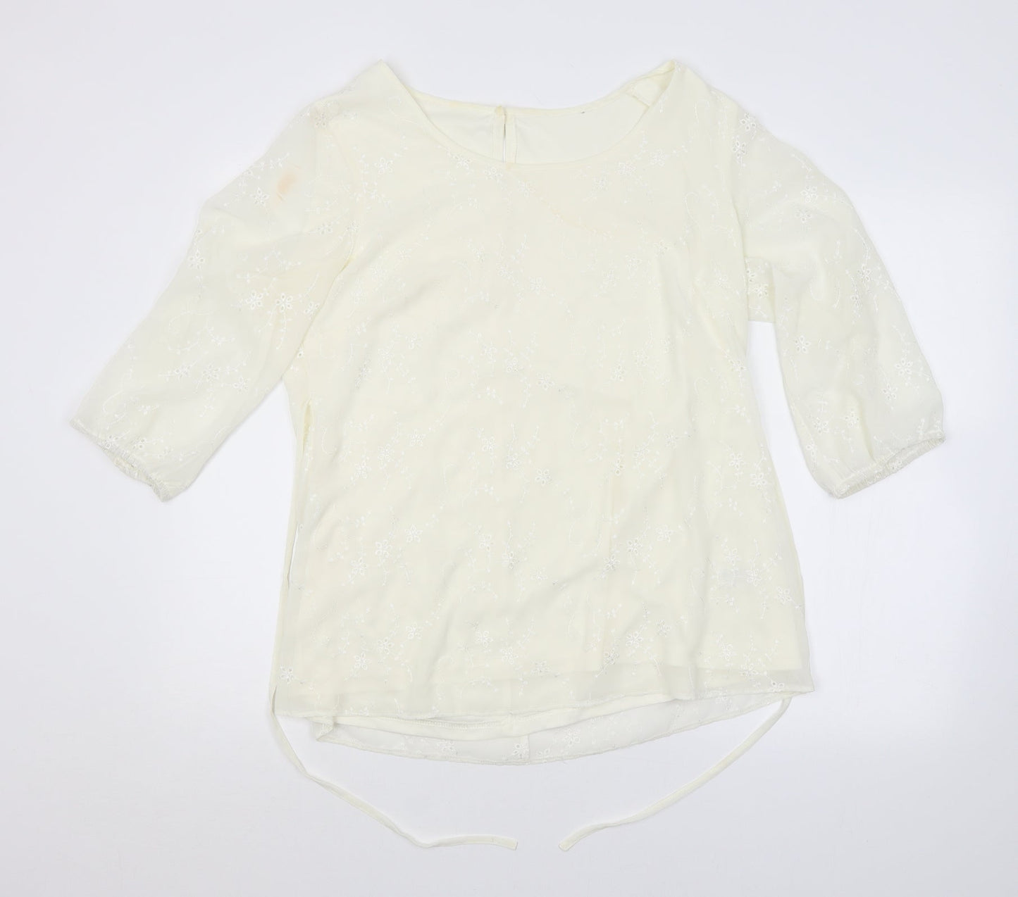 Wardrobe Womens White Floral  Basic Blouse Size 12