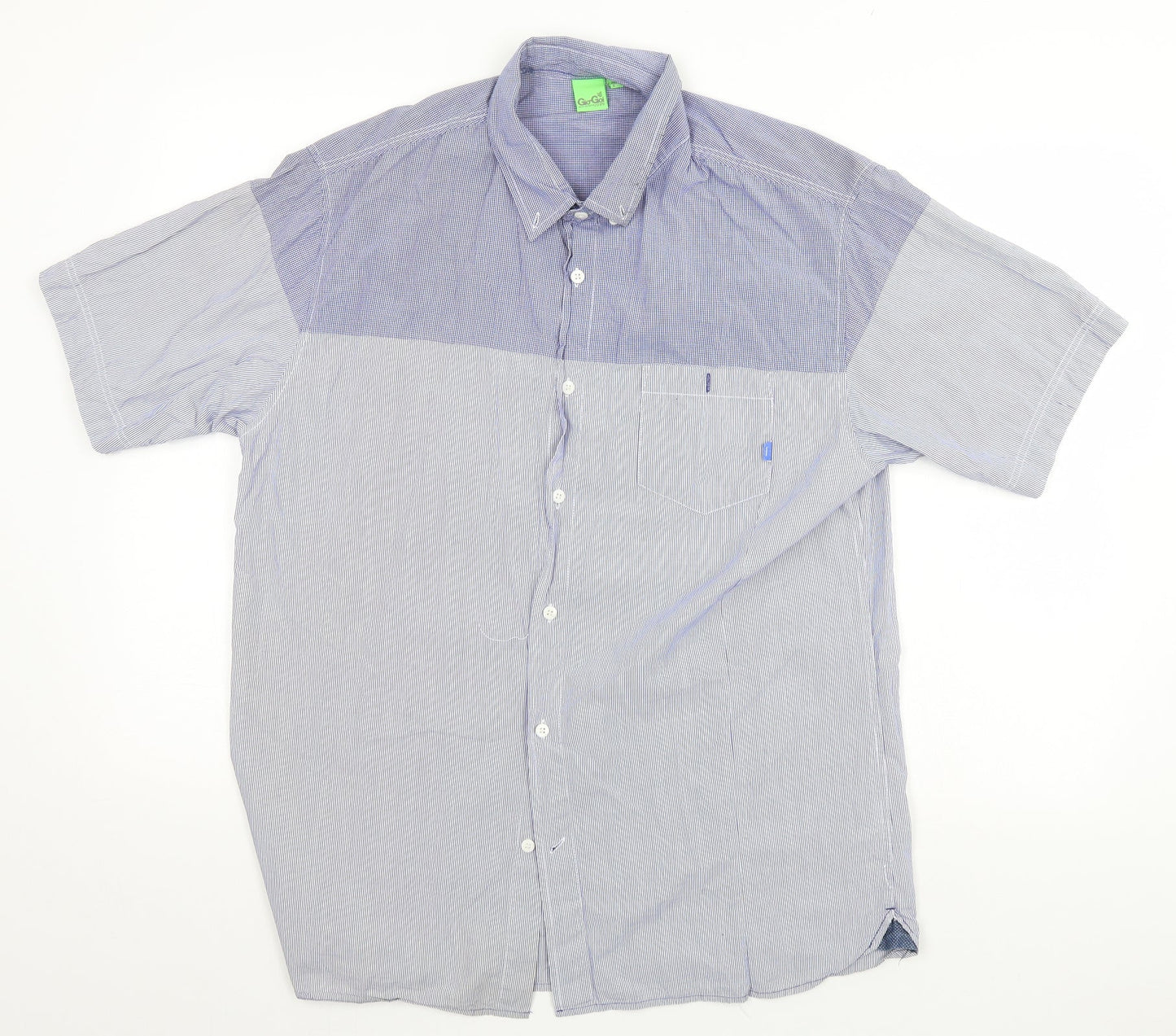 Gio-Goi Mens Blue Striped   Button-Up Size L
