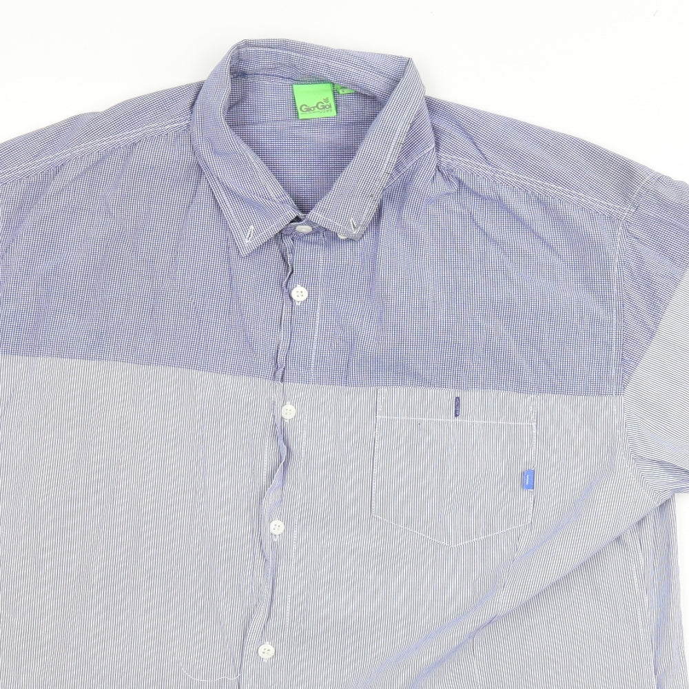 Gio-Goi Mens Blue Striped   Button-Up Size L