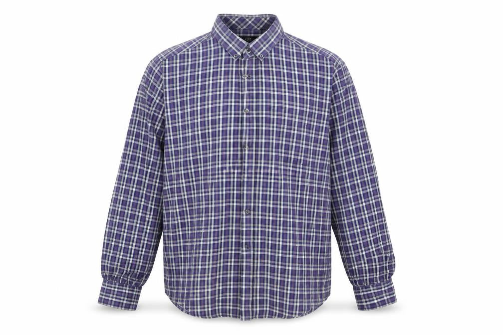F&F Mens Blue Plaid   Button-Up Size L