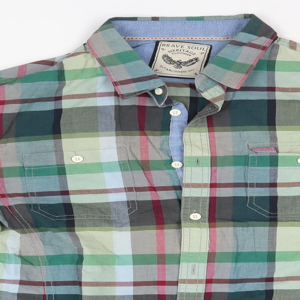 Brace Soul Mens Multicoloured Plaid   Button-Up Size L