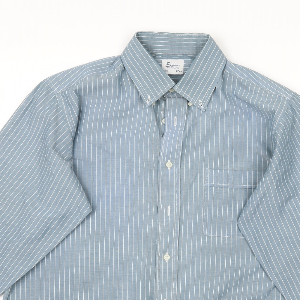 Debenhams Mens Blue Striped   Button-Up Size 14.5