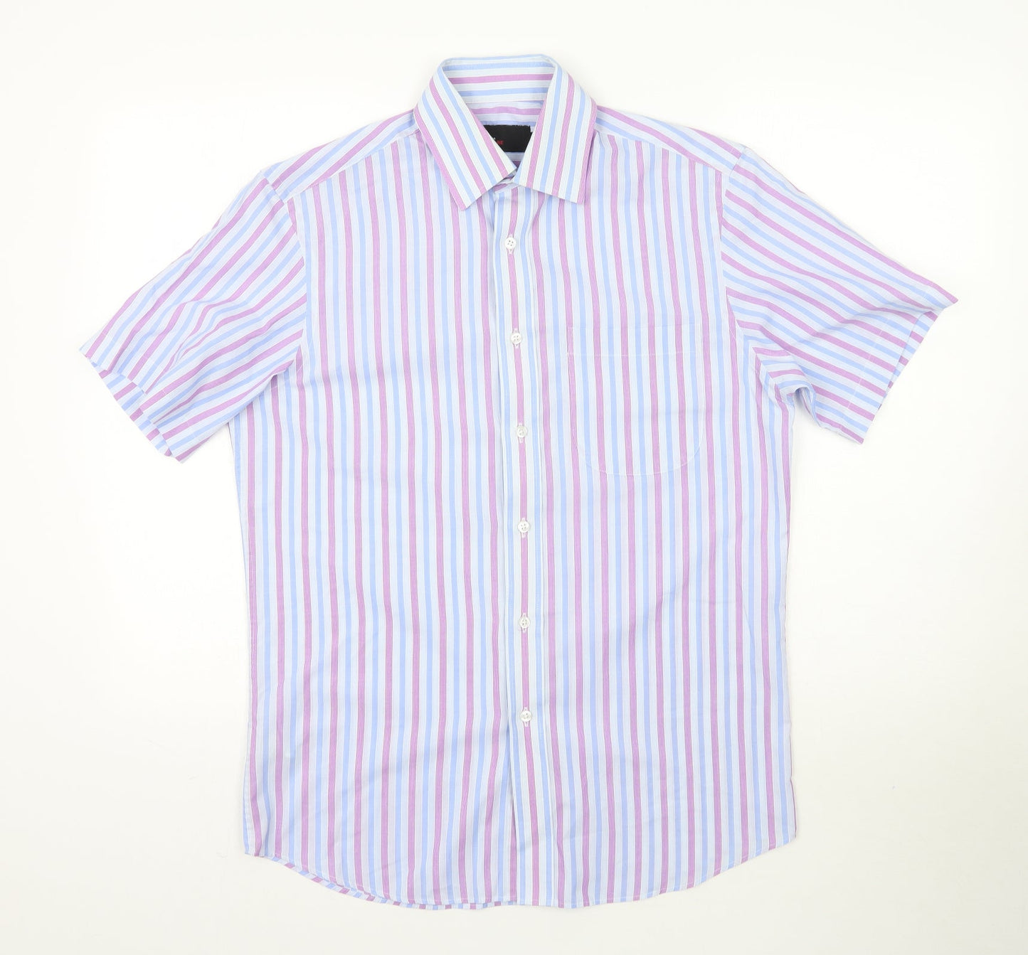 Marks and Spencer Mens Purple Striped   Button-Up Size 14.5