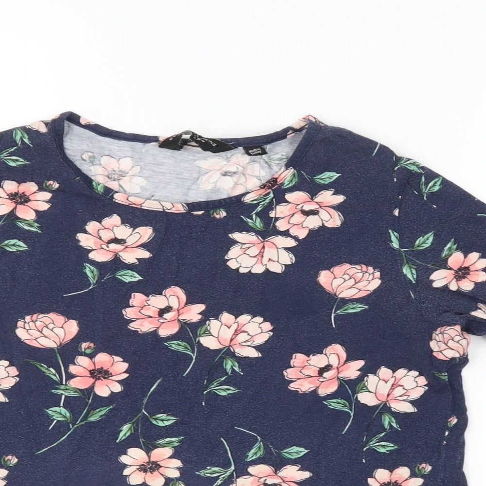 Dorothy Perkins Womens Blue Floral  Basic Blouse Size 14