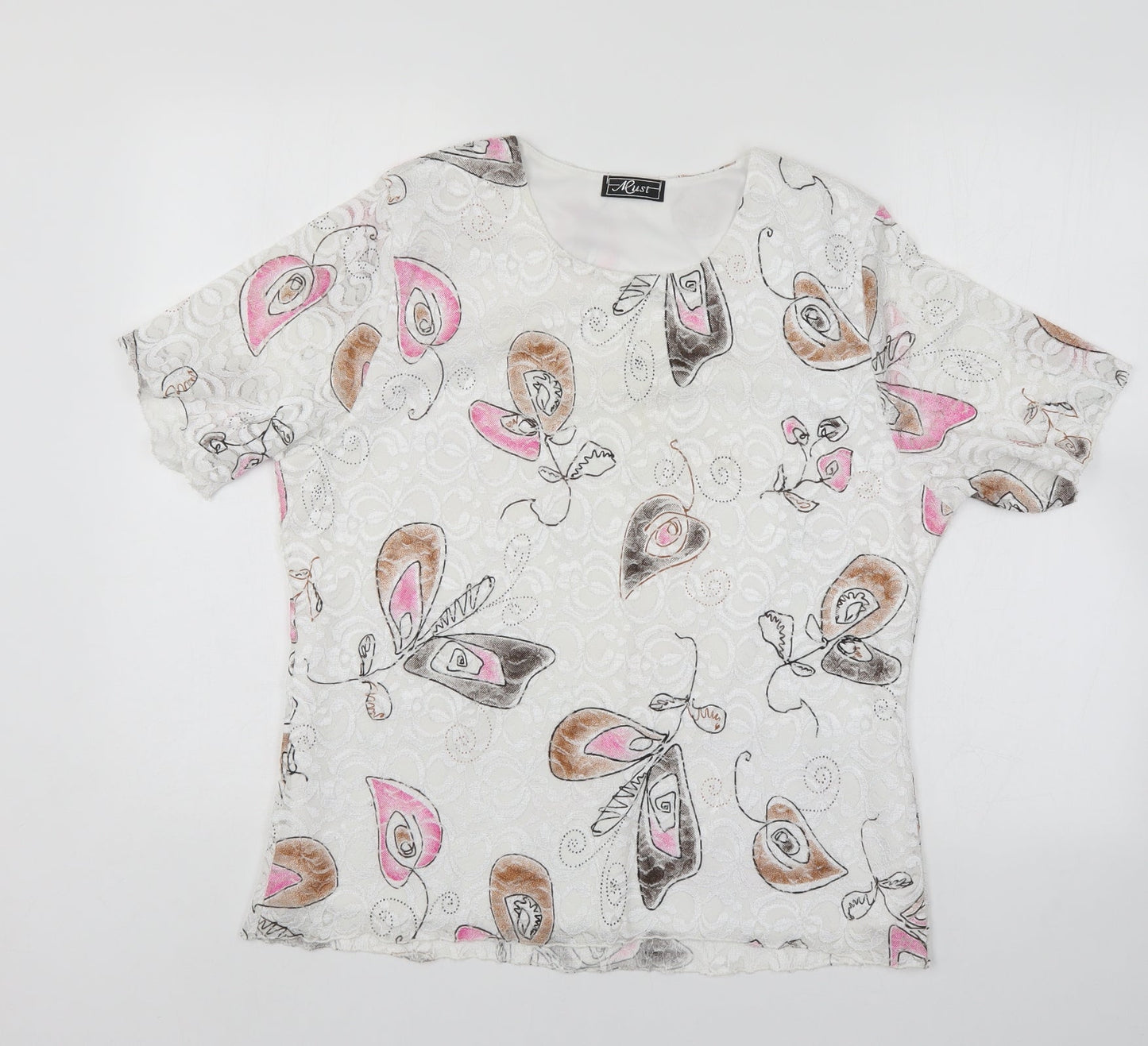 Must Womens White Floral  Basic Blouse