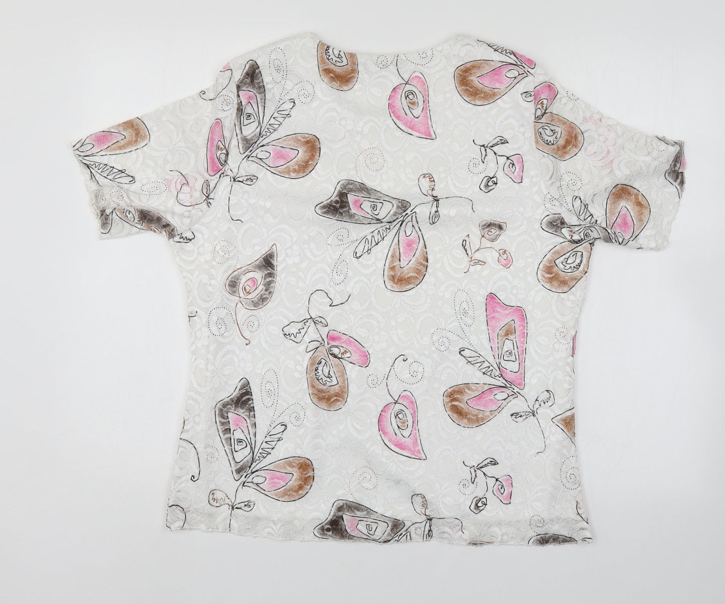 Must Womens White Floral  Basic Blouse