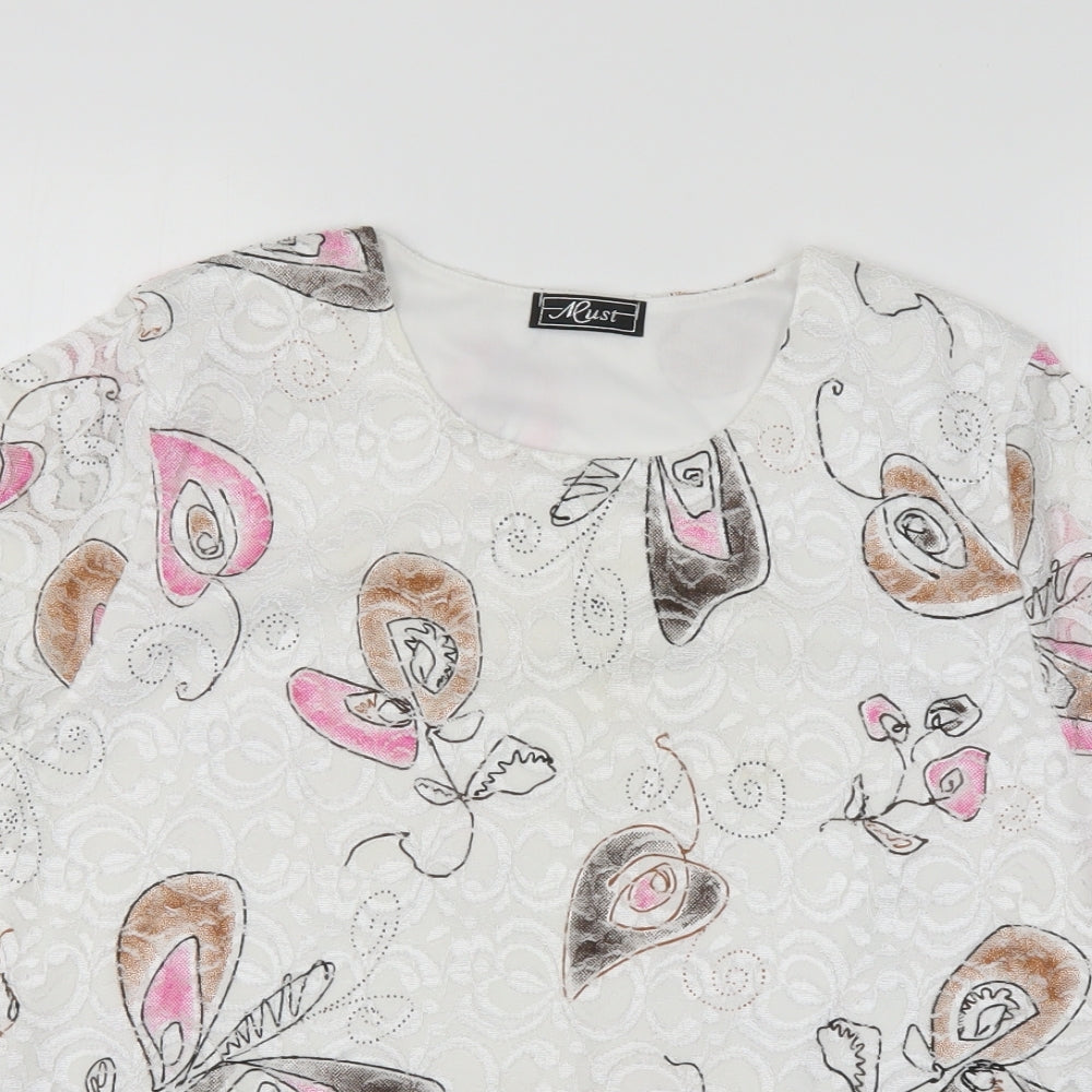 Must Womens White Floral  Basic Blouse