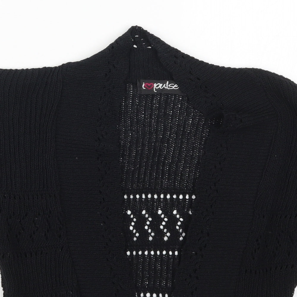 I Love Pulse Womens Black  Knit Cape Jumper Size S