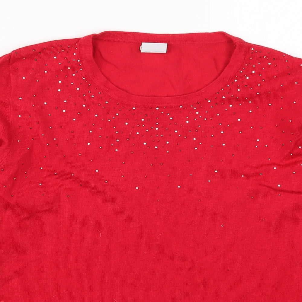 Stock Shop Womens Red  Knit Pullover Jumper Size M