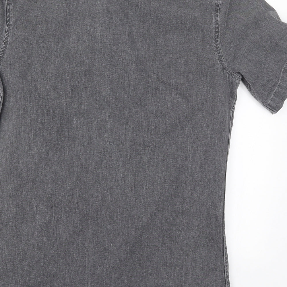 Topman Mens Grey  Denim  Button-Up Size S