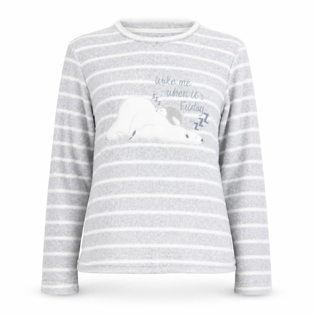F&F Womens Grey Striped  Top Pyjama Top Size 8