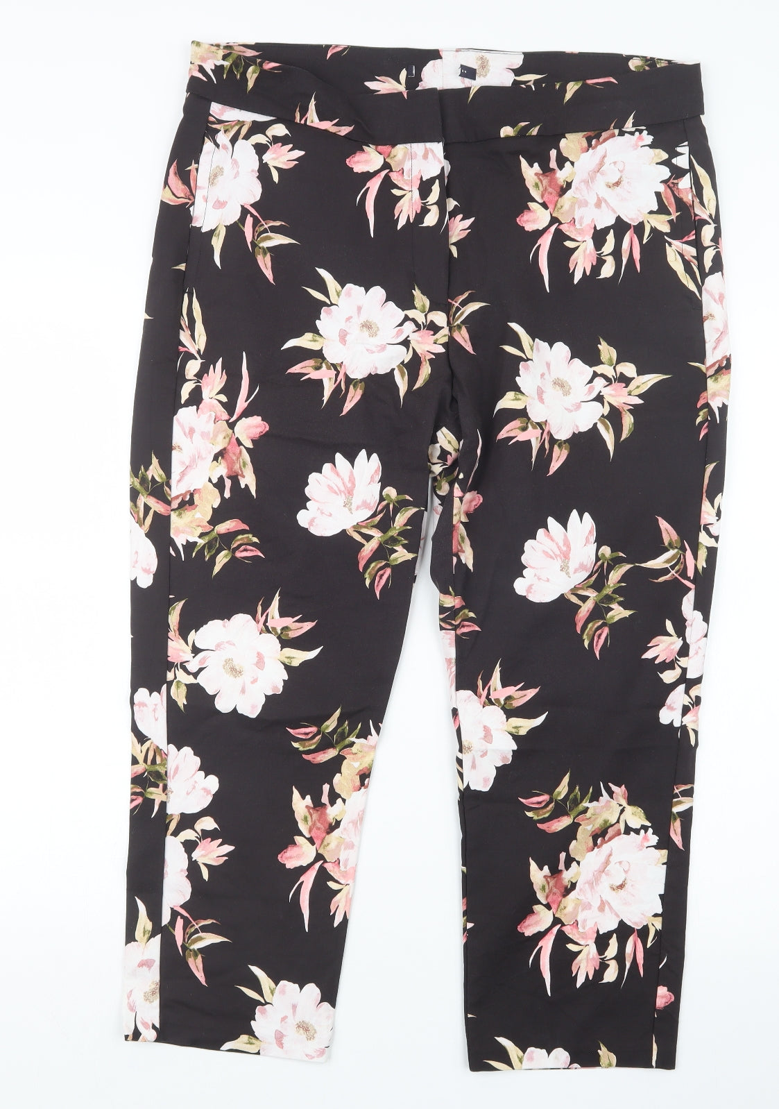 Preworn Womens Black Floral  Trousers  Size 36 in L24 in