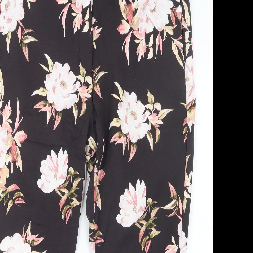 Preworn Womens Black Floral  Trousers  Size 36 in L24 in