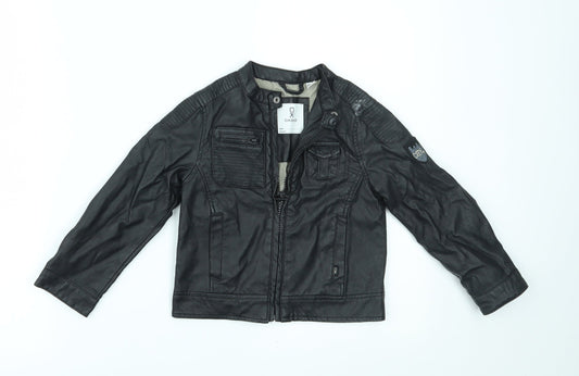 okaidi Boys Black   Motorcycle Jacket Jacket Size 3 Years