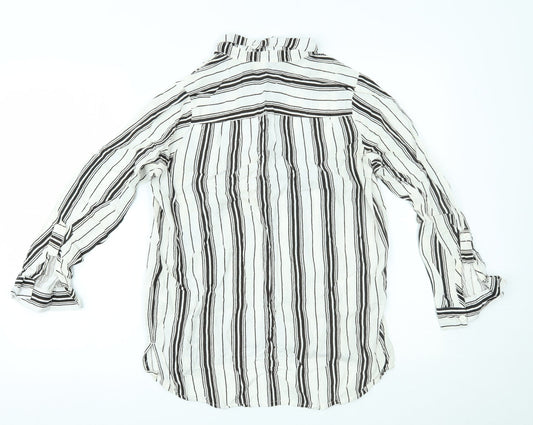 H&M Womens White Striped  Basic Button-Up Size 8