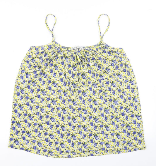 Definitions Womens Yellow Floral  Camisole Blouse Size 14