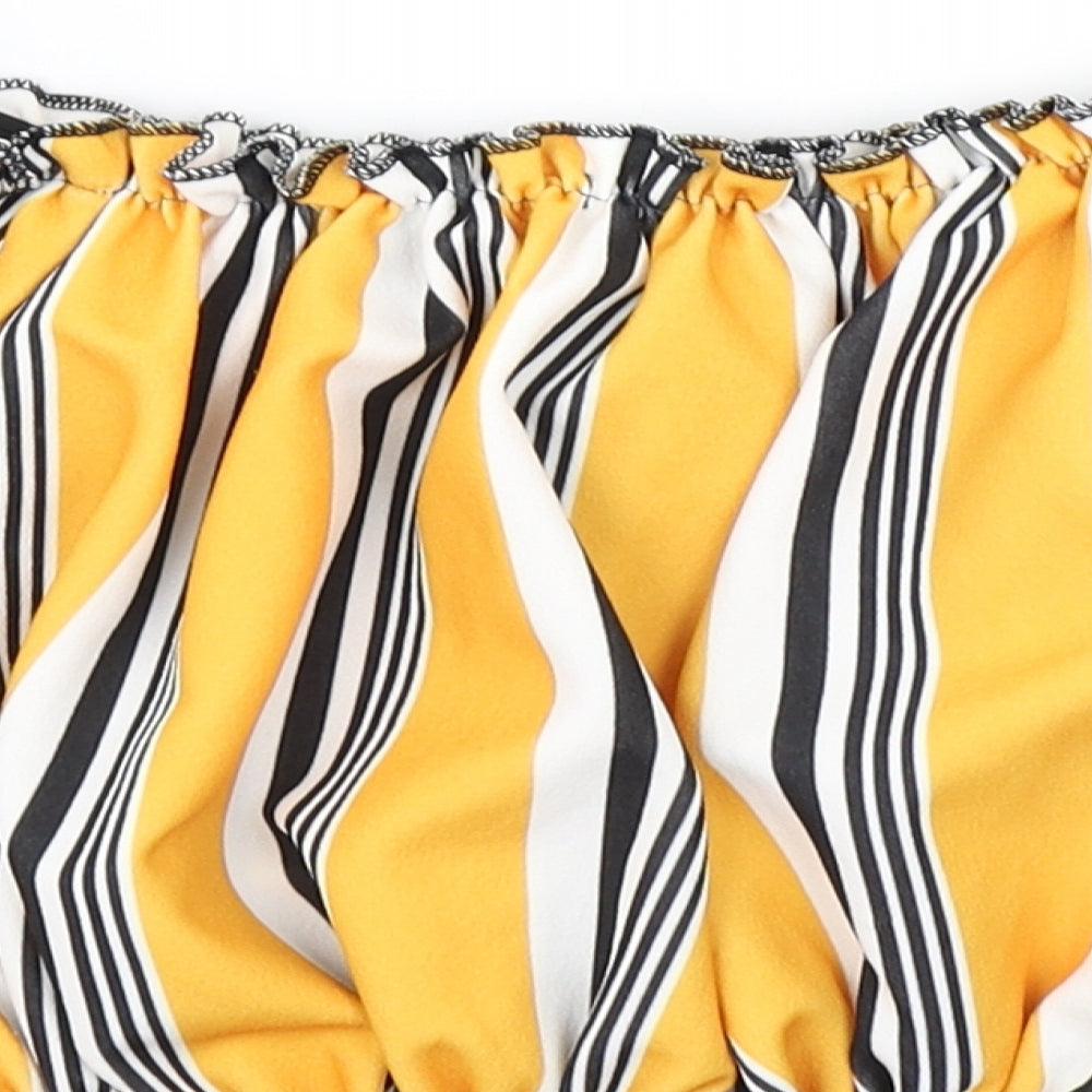 Select Womens Yellow Striped  Cropped T-Shirt Size 12
