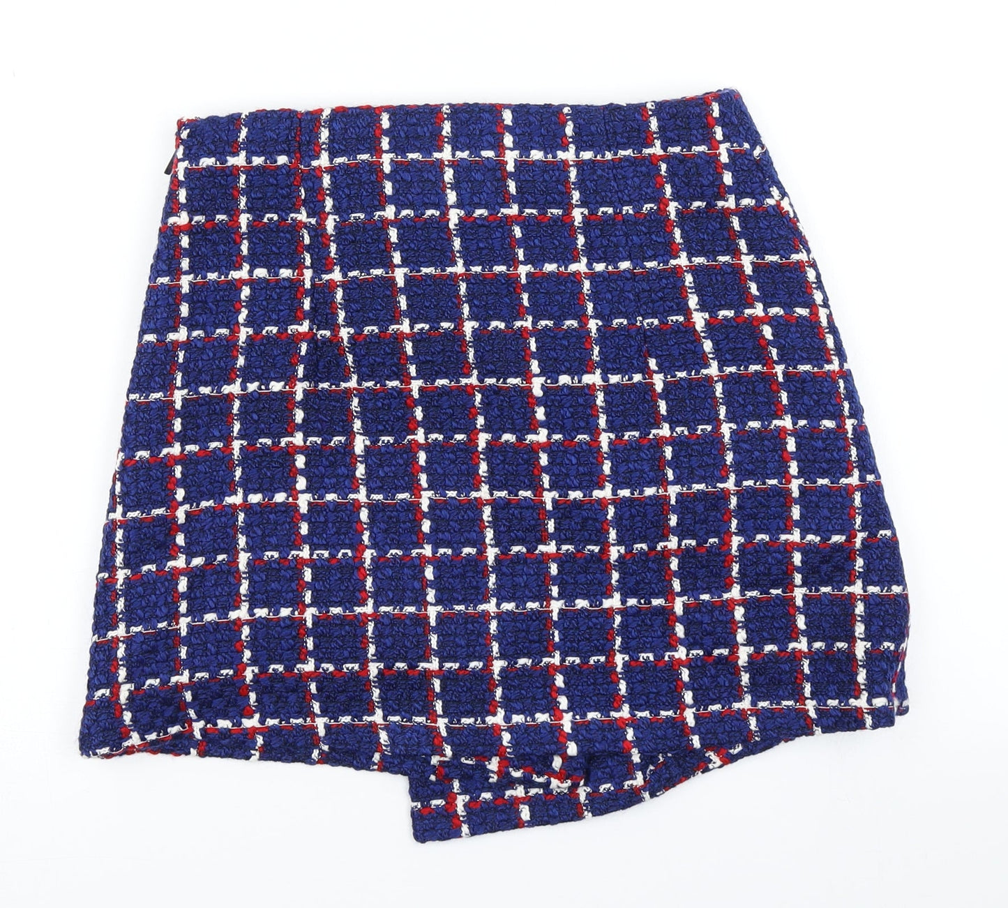 MNG Suit Womens Blue Check Knit A-Line Skirt Size S