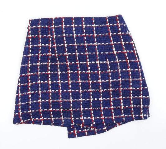 MNG Suit Womens Blue Check Knit A-Line Skirt Size S