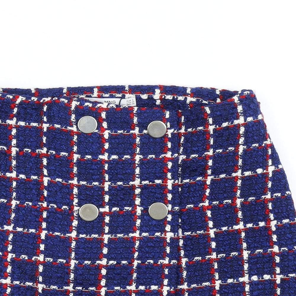 MNG Suit Womens Blue Check Knit A-Line Skirt Size S