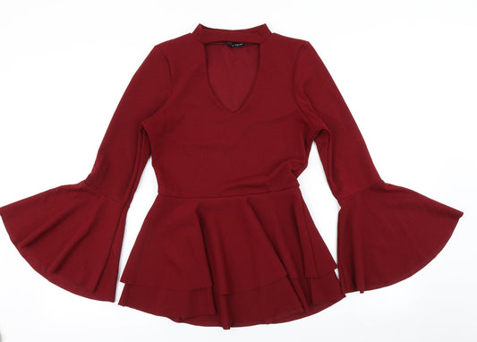 Look of the Day Womens Red   Basic Blouse Size 10  - Bell sleeve