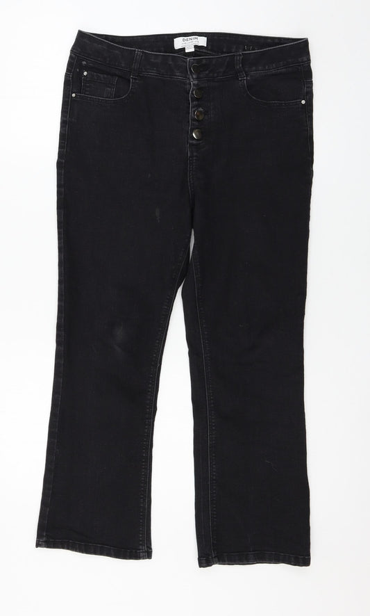 Dorothy Perkins Womens Black  Denim Straight Jeans Size 14 L24 in