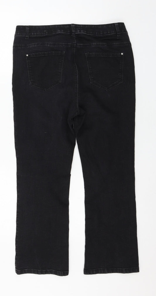 Dorothy Perkins Womens Black  Denim Straight Jeans Size 14 L24 in