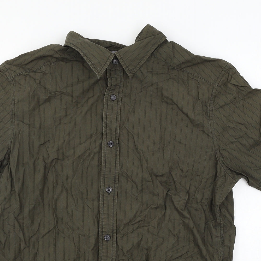 Esprit Mens Green Striped   Button-Up Size L