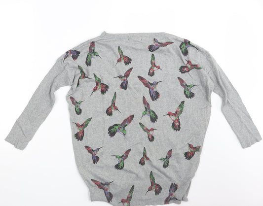 Ravi Famous Womens Grey Animal Print  Pullover Sweatshirt One Size
