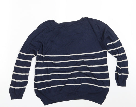 H&M Womens Blue Striped  Pullover Sweatshirt Size M