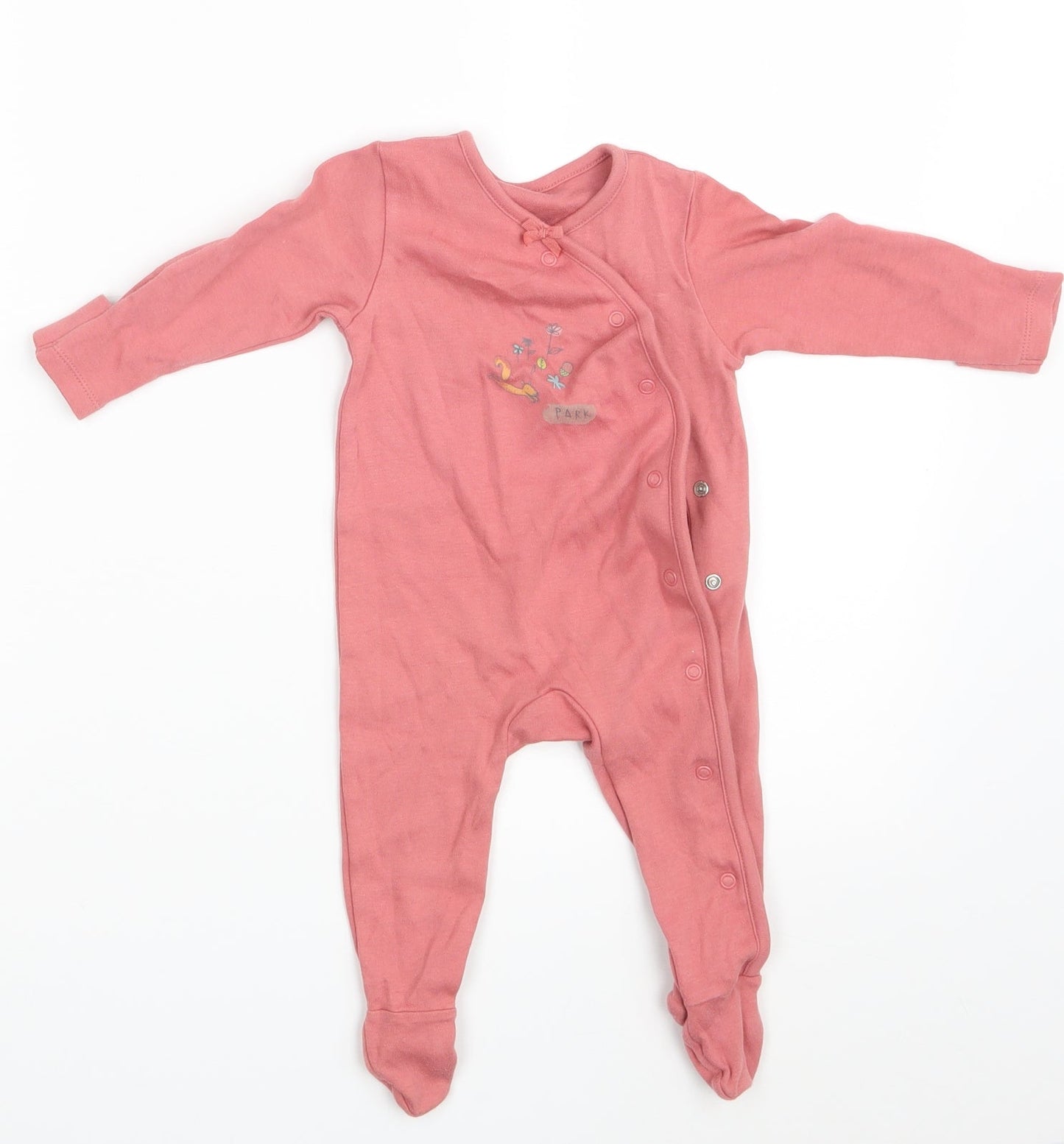 M&S Girls Pink Floral  Romper One-Piece Size 3-6 Months  - Inside Leg 10 Inches