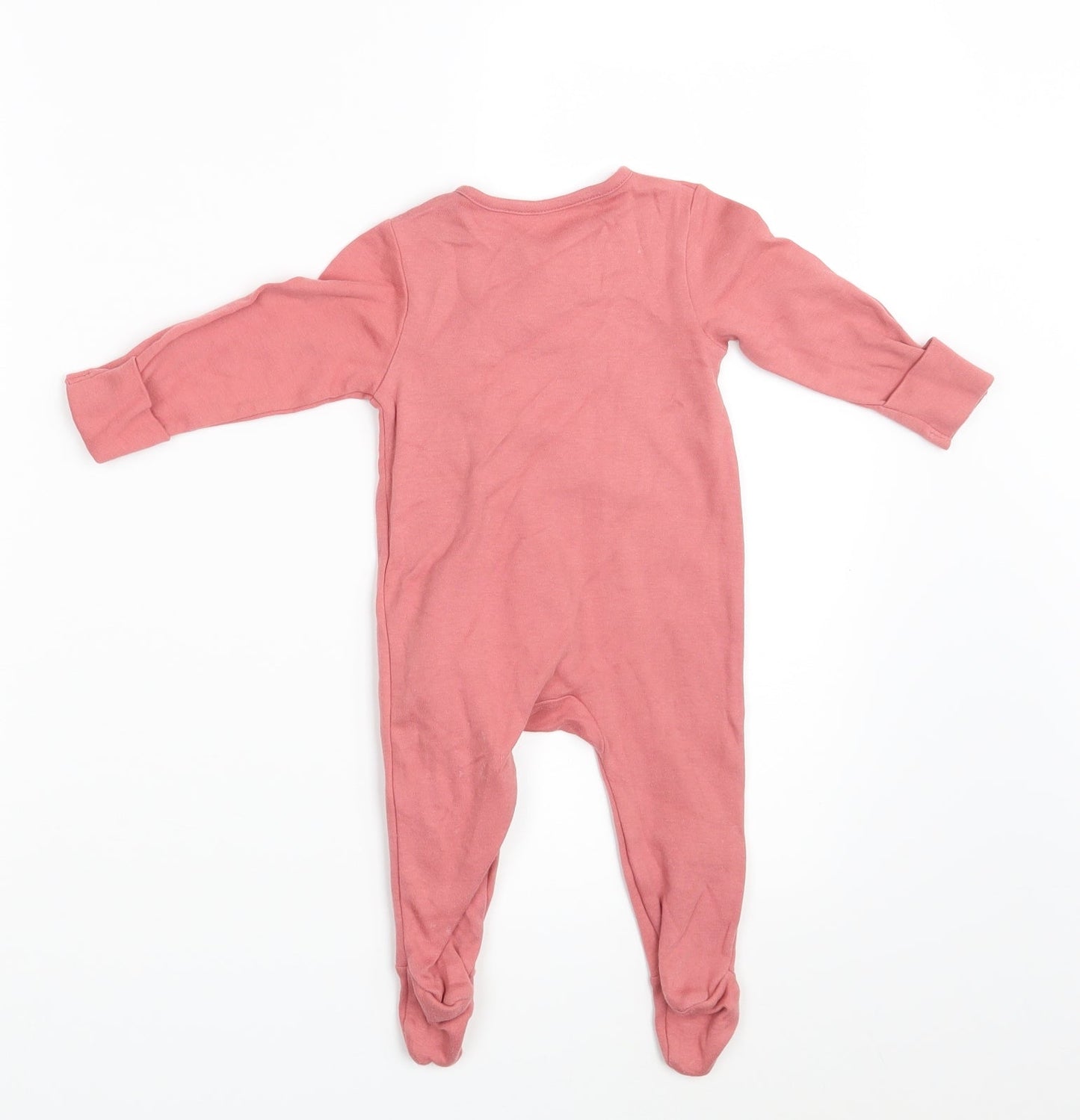 M&S Girls Pink Floral  Romper One-Piece Size 3-6 Months  - Inside Leg 10 Inches